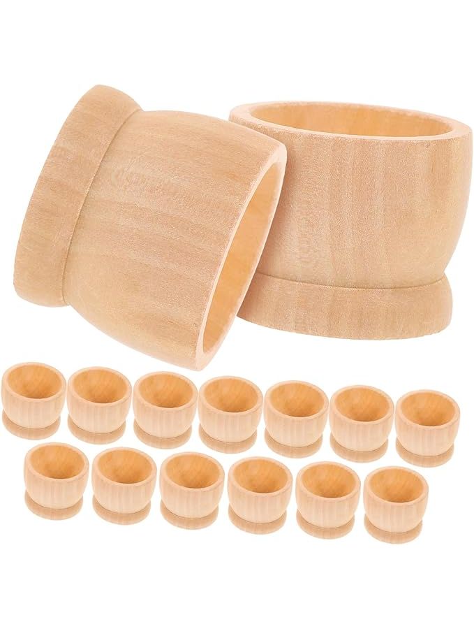15Pcs Wooden Egg Holder Stand Easter Non Slip Decorative Base Home Kitchen DIY Craft - Image 1