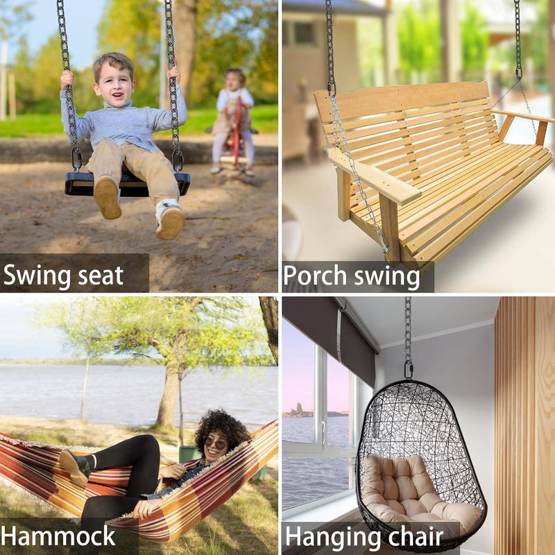BeneLabel 2Pcs 28 inch Black Heavy Duty Hanging Chains with 4 Carabiners 1000 LB Capacity Hanging Hammock Chair Hardware Extension Chain for Swing, Hanging Chair, Punching Bags, Indoor and Outdoor - Image 5