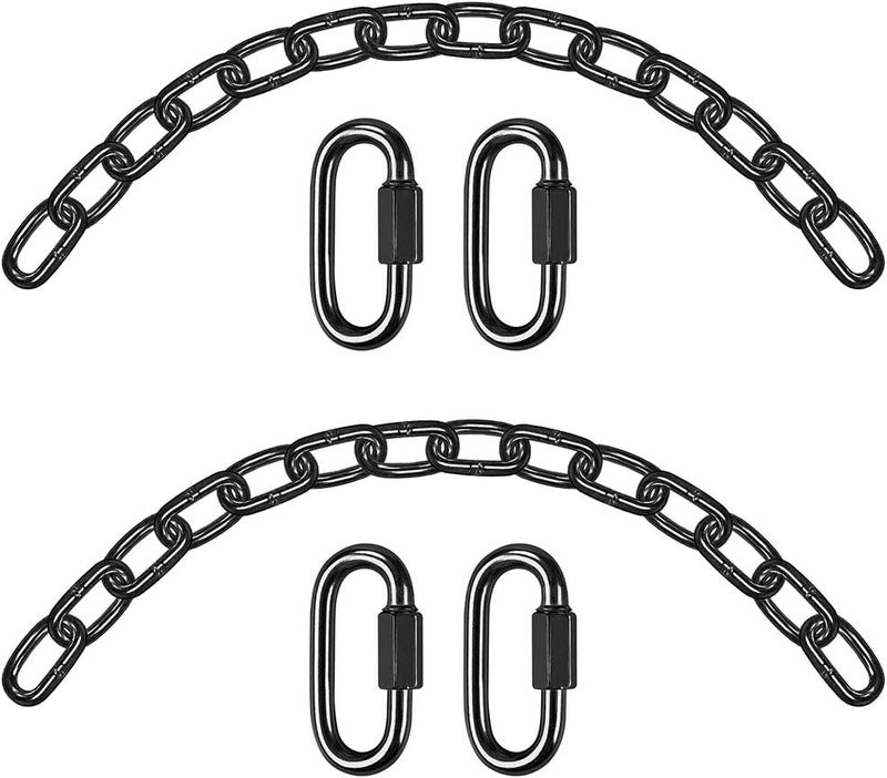 BeneLabel 2Pcs 28 inch Black Heavy Duty Hanging Chains with 4 Carabiners 1000 LB Capacity Hanging Hammock Chair Hardware Extension Chain for Swing, Hanging Chair, Punching Bags, Indoor and Outdoor - Image 1