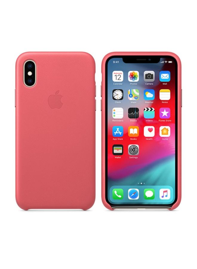 ابل  غطاء حماية من الجلد لهاتف آيفون XS بيوني بينك - Image 2