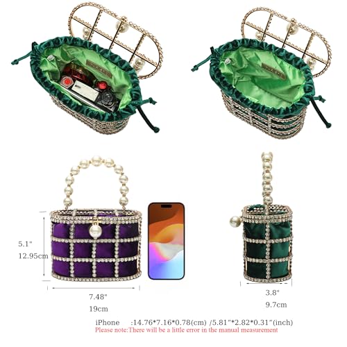 CARIEDO Evening Handbag Women Clutch Purses with Pearl Diamonds for Wedding Prom Birthday Party Dinner Accessories (Purple) - Image 4