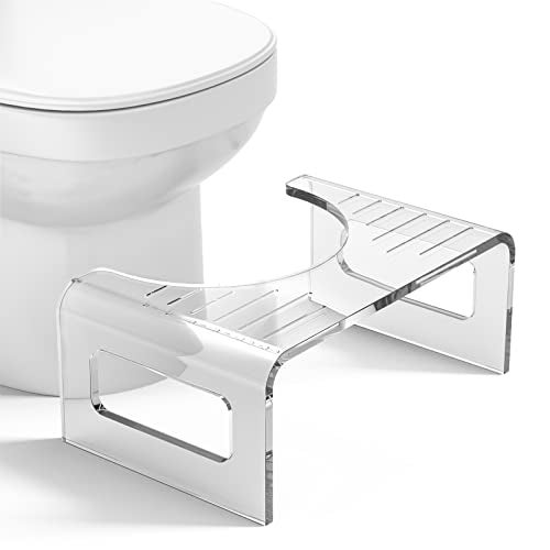 AmazerBath 7 Inches Acrylic Toilet Stool Squat Clear Bathroom Poop Potty Stool for Adults Modern Design NonSlip Pooping Stool Strong LoadBearing Blends Seamlessly Into Any Bathroom