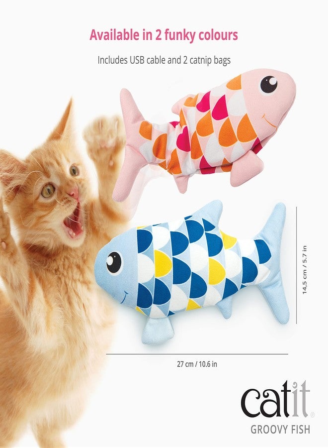 Catit Groovy Fish Interactive Cat Toy with Catnip, Blue - Image 3