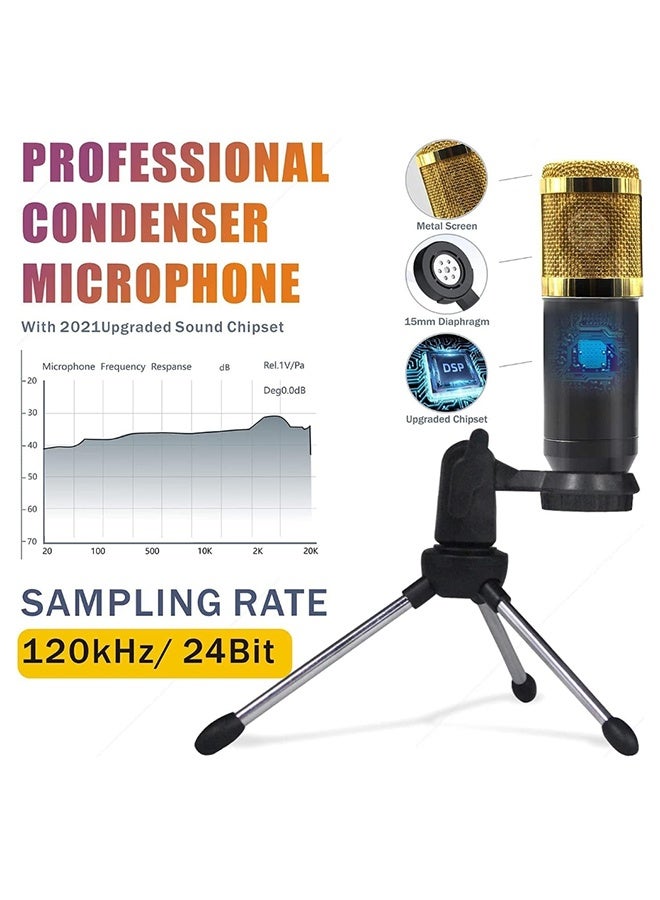 Podcasting equipment set, condenser microphone with tripod and professional audio mixer for studio recording vocals, voiceovers, streaming broadcasts and YouTube videos - Image 2
