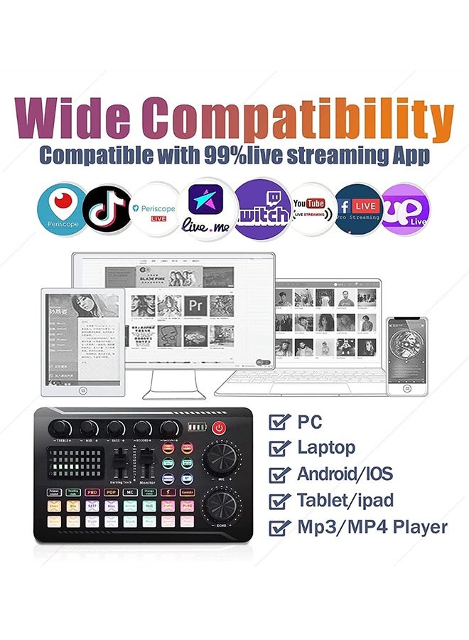 Podcasting equipment set, condenser microphone with tripod and professional audio mixer for studio recording vocals, voiceovers, streaming broadcasts and YouTube videos - Image 4