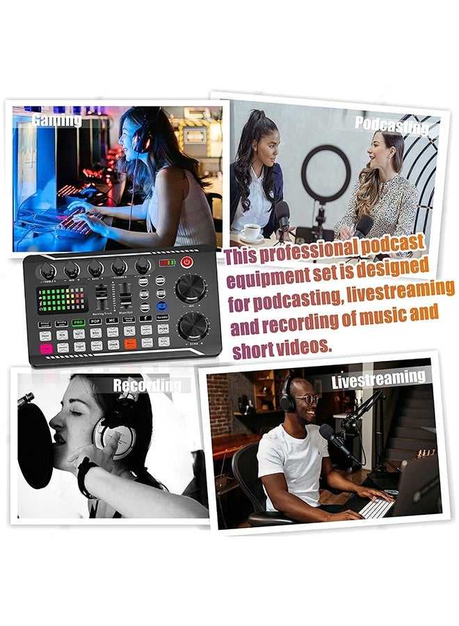 Podcasting equipment set, condenser microphone with tripod and professional audio mixer for studio recording vocals, voiceovers, streaming broadcasts and YouTube videos - Image 5