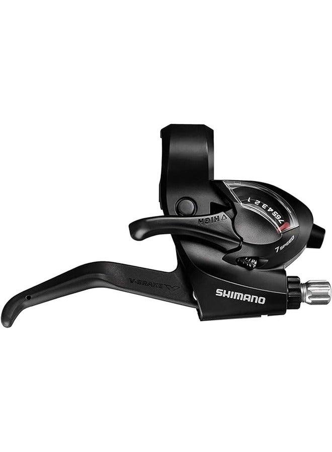 "مجموعة ذراع تغيير السرعة/الفرامل شيمانو ST-EF413X7-سرعة، EZ-FIRE PLUS2F-فولاذ/رُسِين، للفرامل V-Brake، باللون الأسود" - Image 1