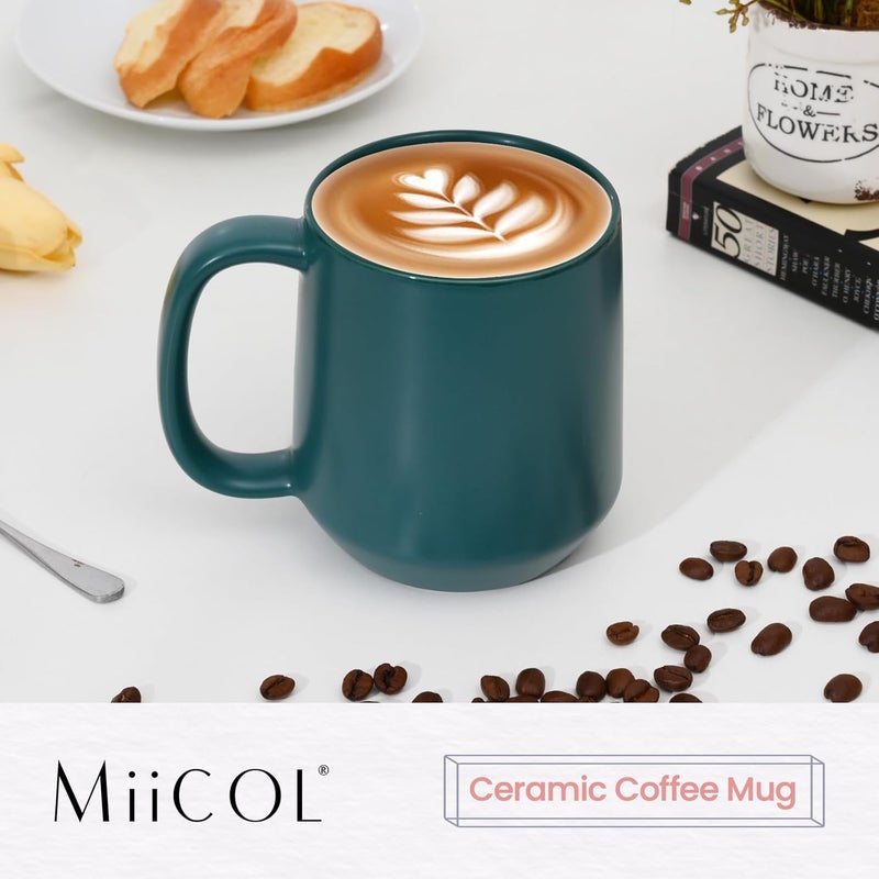 Miicol Ceramic Coffee Mug, 16 oz Large Coffee Cup, Tea Mug with Handle, Flat Bottom Mug for Men, Women, Office, Microwave and Dishwasher Safe, Multi-Color, Turquoise - Image 2