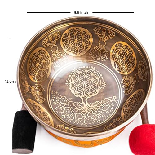 HIMALAYAN BAZAAR Large Tibetan Singing Bowl Set - 9" Master Healing Grade For Sound Bath Chakra 7 Metal Meditation Yoga By Himalayan Bazaar - Image 2