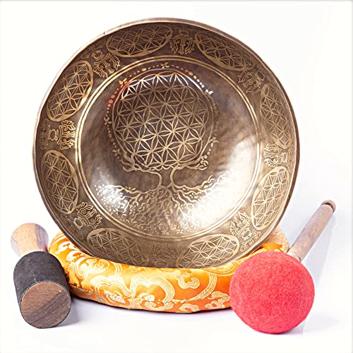 HIMALAYAN BAZAAR Large Tibetan Singing Bowl Set - 9" Master Healing Grade For Sound Bath Chakra 7 Metal Meditation Yoga By Himalayan Bazaar - Image 4