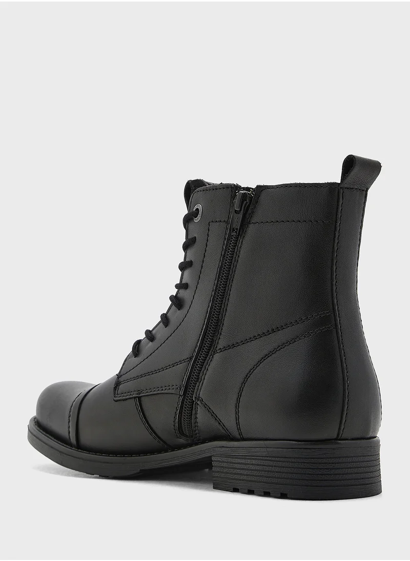 JACK & JONES Leather Mid Top Boots