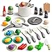 JOKERKING 35Pcs Kids Kitchen Toy Accessories Toddler Pretend Cooking Playset with Play Pots Pans Utensils Cookware Play Food Set Toy Vegetables Learning Gift for Girls Boys White - Image 3