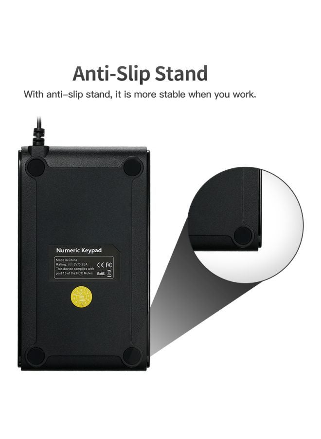 USB Wired Numeric Keypad Black - Image 5