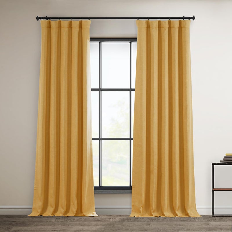 HPD Half Price Drapes HPD Half Price Drapes  Faux Linen Curtains for Living Room 1 Panel  50W X 84L  Textured Room Darkening Curtains for Bedroom 84 Inches Long  Drapes for Home Decor Dandelion Gold 