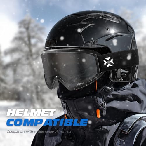 MAXJULI Ski Goggles Snow Snowboard Goggles for Men Women Anti-Fog HD Lens M7 (Black Frame+20.97% VLT Gray Len) - Image 2