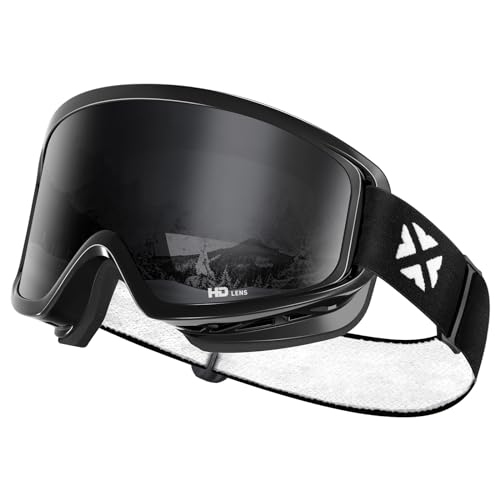 MAXJULI Ski Goggles Snow Snowboard Goggles for Men Women Anti-Fog HD Lens M7 (Black Frame+20.97% VLT Gray Len) - Image 1