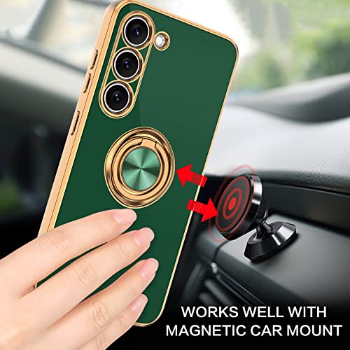 BENTOBEN for Samsung Galaxy S23 Case, 360° Ring Holder Kickstand Support Car Mount Elegant Plating Edge Slim Shockproof Soft TPU Protective Phone Cover for Samsung Galaxy S23 6.1" 2023, Dark Green - Image 5