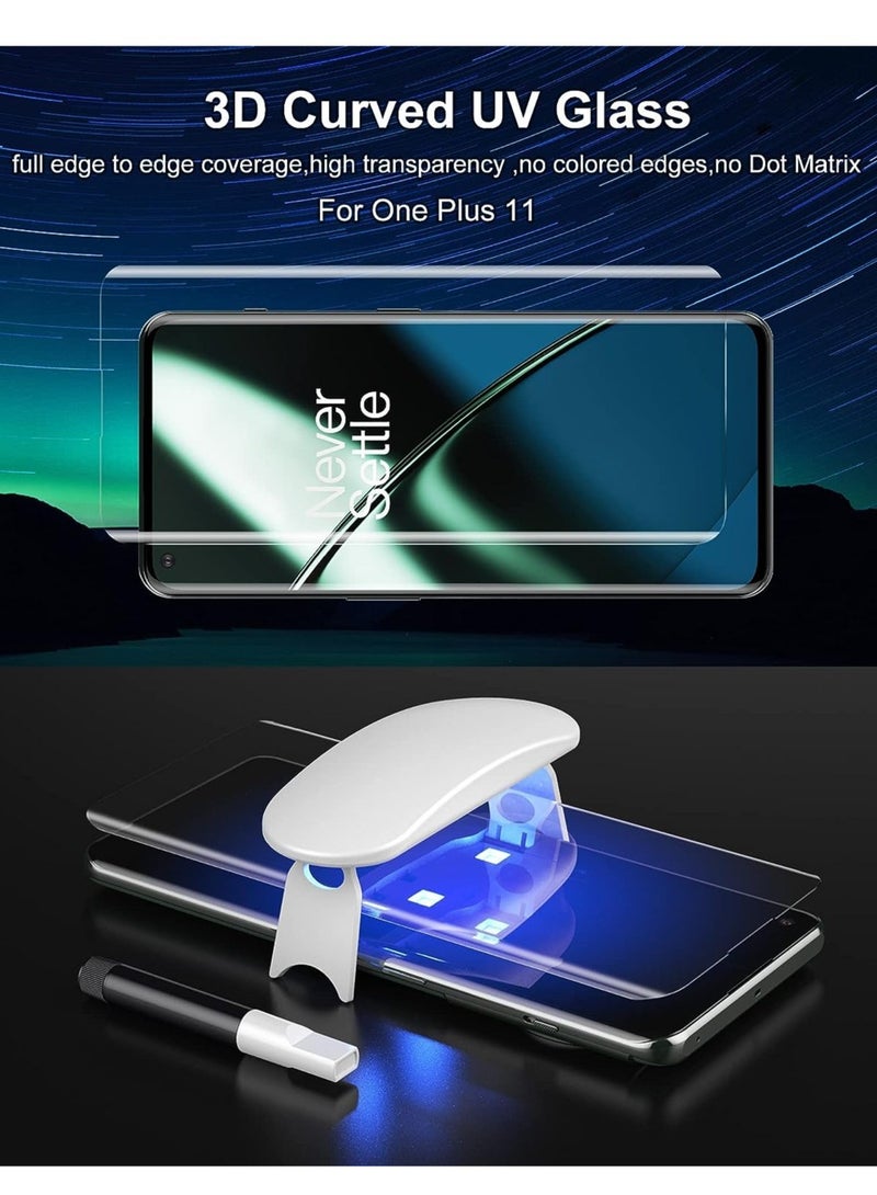 DUSALA For OnePlus 11 Screen Protector UV Tempered Glass Full Cover the Screen 9H Hardness Anti-Scratch Anti-Shatter Anti-Fingerprint Screen Protector for OnePlus 11 5G Clear (UV Clear Glass 2 Pack) - Image 3
