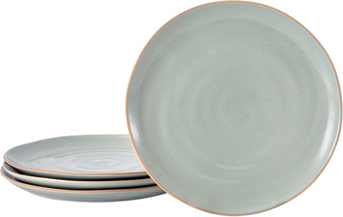 LIGHT SAGE GREEN DINNER PLATES SET SET OF 4 MICROWAVE AND DISHWASHER SAFE FOR MAIN COURSE STEAK PASTA