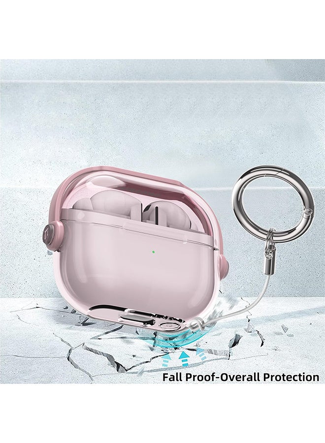 O Ozone For Samsung Galaxy Buds3 Case & Galaxy Buds 3 Pro Case Cover , Holder Clip Shockproof Flexible TPU Protection Case with Carabiner- Light Pink - Image 3