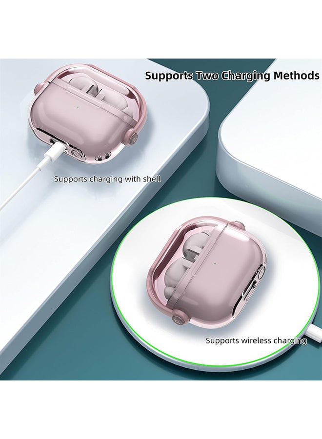 O Ozone For Samsung Galaxy Buds3 Case & Galaxy Buds 3 Pro Case Cover , Holder Clip Shockproof Flexible TPU Protection Case with Carabiner- Light Pink - Image 4