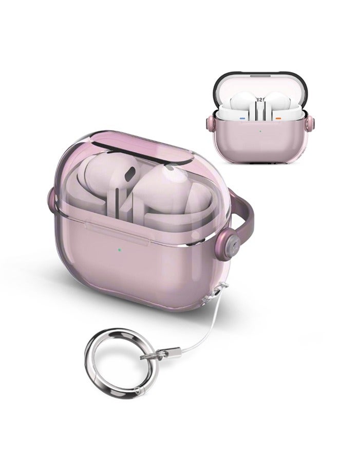 O Ozone For Samsung Galaxy Buds3 Case & Galaxy Buds 3 Pro Case Cover , Holder Clip Shockproof Flexible TPU Protection Case with Carabiner- Light Pink - Image 1