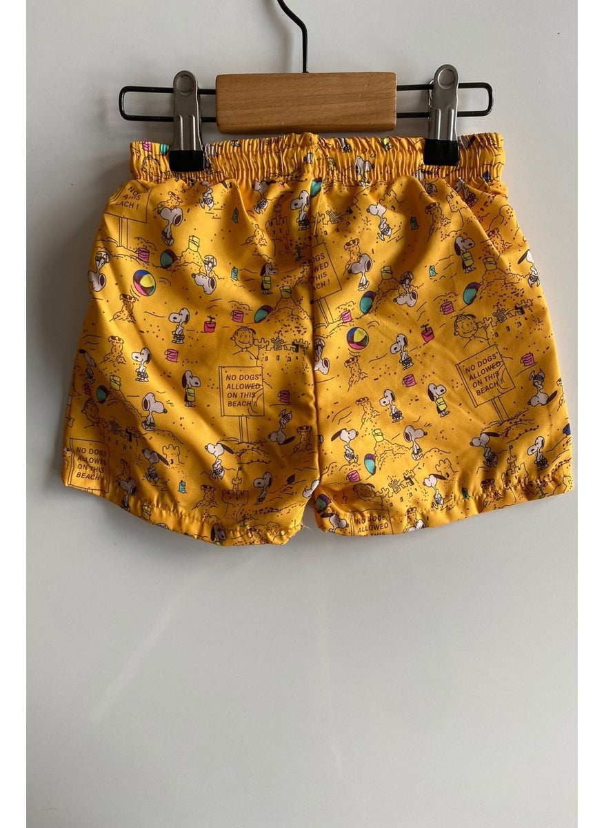 Podium Giyim - Podium Clothing New Season Kids Boys Snoopy Cartoon Character Patterned Quick Drying Mesh Shorts Swimsuit - Image 1