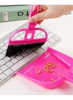Generic Mini Plastic Handheld Broom and Dustpan with Soft Bristles Artifact for Cleaning Keyboard, Desktop, Kitchen, Office, Car, Pet Waste - Mini Broom - Laptop Keyboard Cleaning Broom - Mini Car Cleaning Broom - Mini Broom and Dustpan - Multi-purpose Mini Design Broom and Dustpan, Mini Table Surface Cleaning Broom  - Image 2