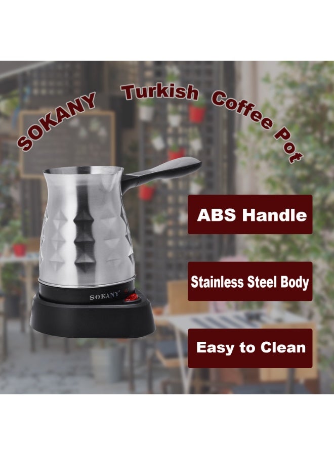 sokany Turkish Coffee Maker Stainless Steel Arabic,Greek & Turkish Electric Coffee Maker Machine Pot 500ml Electric Turkish Coffee Kettle with Removable Anti Scald Handle for Home Travel - Image 2