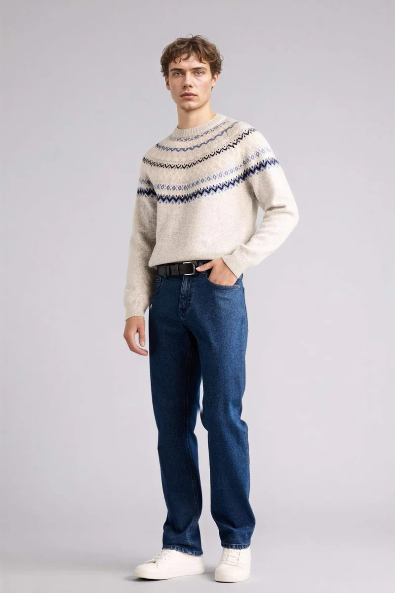 ديفاكتو Standard Fit Crew Neck Knitwear Pullover