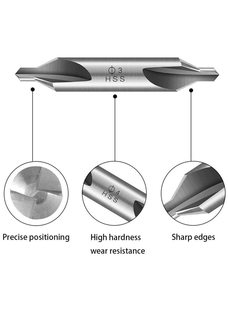 SYOSI 7 قطع بت مثقاب مركزية، مجموعة بت مثقاب مركزي من فولاذ عالي السرعة بزاوية 60 درجة، 1mm 1.5mm 2mm 2.5mm 3mm 4mm 5mm مجموعة أدوات مثقاب حفرة المركز للعمل المعدني - Image 3