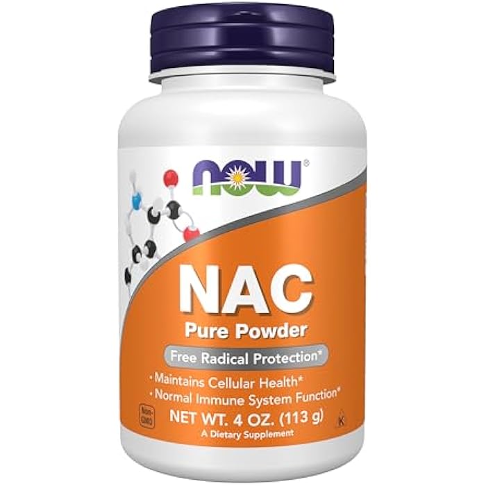 Now Supplements, NAC (N-Acetyl Cysteine) 600 mg Pure Powder, Free Radical Protection*, Cellular Health*, Immune System Function* 4-Ounce (113 g) - Image 1