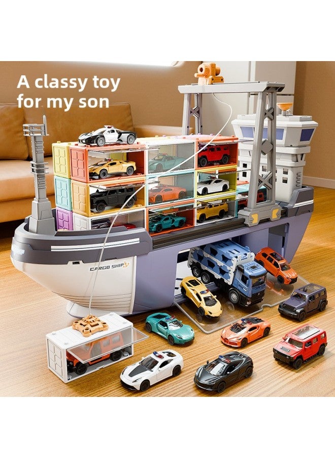 Oversized Children's Boat Toy Storage Luxury Large Freighter Ship Model Boy Inertia Sliding-Color:Sj678 Luxury Large Wheel  Color Box  - Image 2