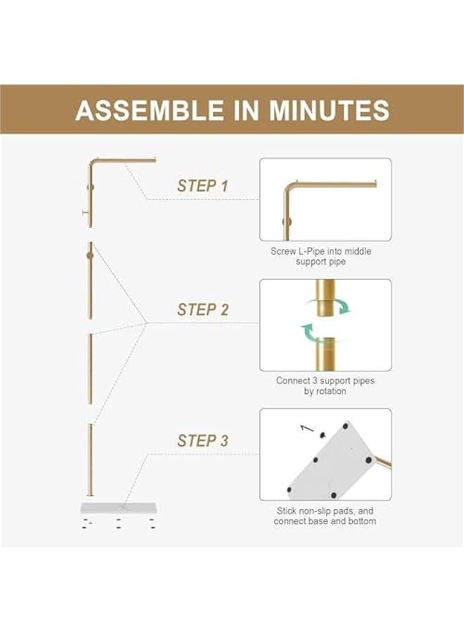 MIXDE Metal Coat Rack Freestanding, 67”Coat Hanger Stand with 3 Hooks Heavy Base Modern Coat Stand for Jackets, Suits, Dress Shirts, Dresses,Gold - Image 4
