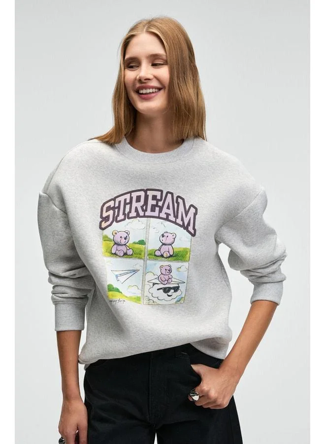 Grimelange PROGRISTO Women's Puff Print Detailed Regular Fit Plaid Sweatshirt.