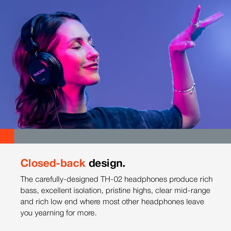 Tascam TH-02-B Multi-Use Studio Grade Headphones - Image 5