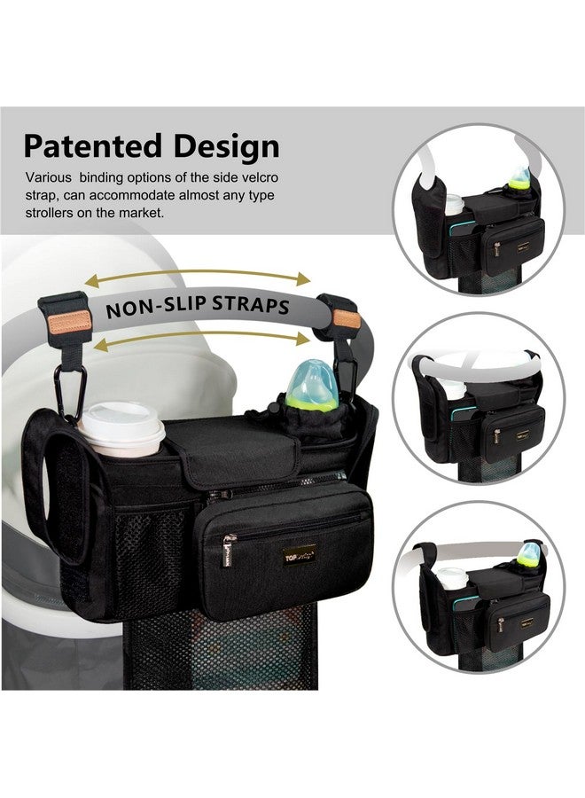 TOPDesign Universal Baby Stroller Organizer, Stroller Caddy with Detachable Mesh Bag & Heightened Insulated Cup Holders & Non-Slip Secure Hooks Accessories, Fits Most Strollers (Zoo) - Image 4