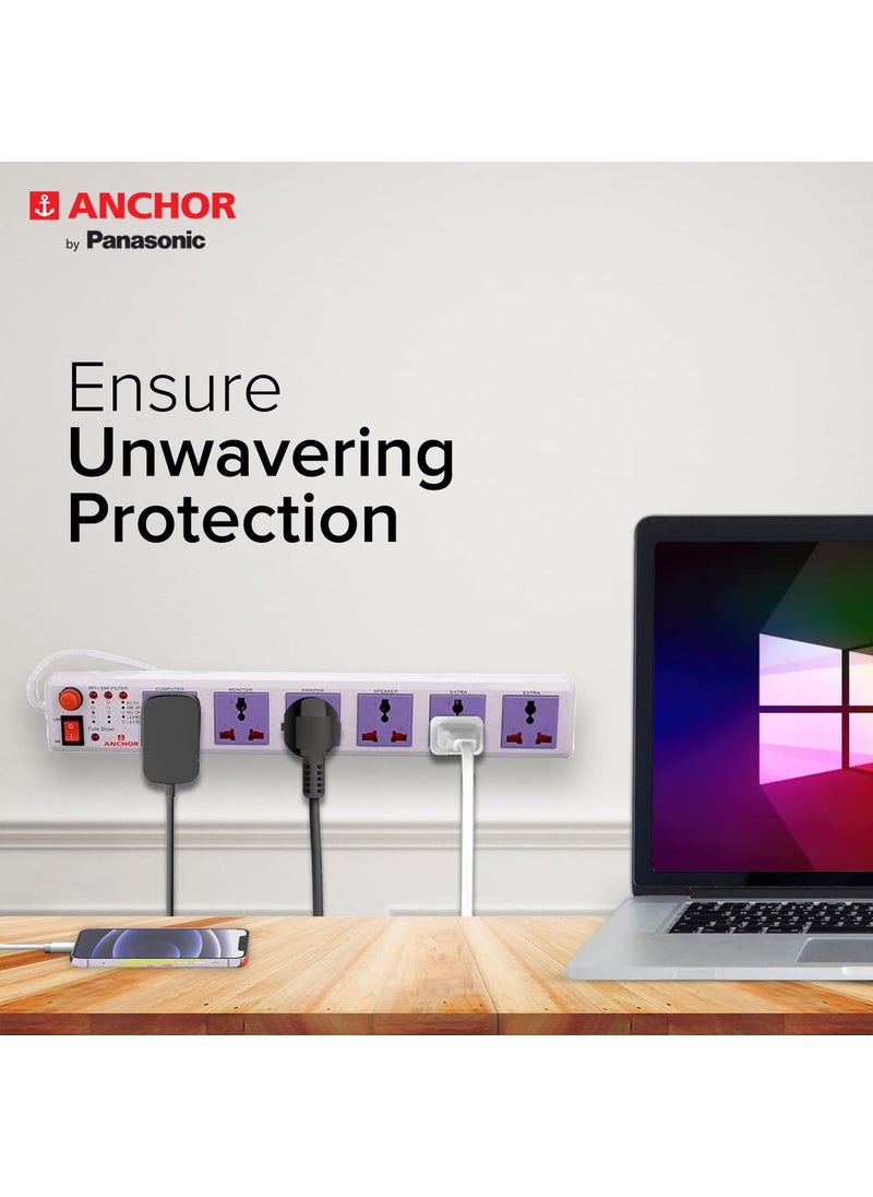 Anchor Anchor by Panasonic 6 way Universal Socket with Single Switch 6 Way Extension Board with 15 Mtr Extension Cord Multi Plug Socket for Home Wall Office 22579  - Image 4