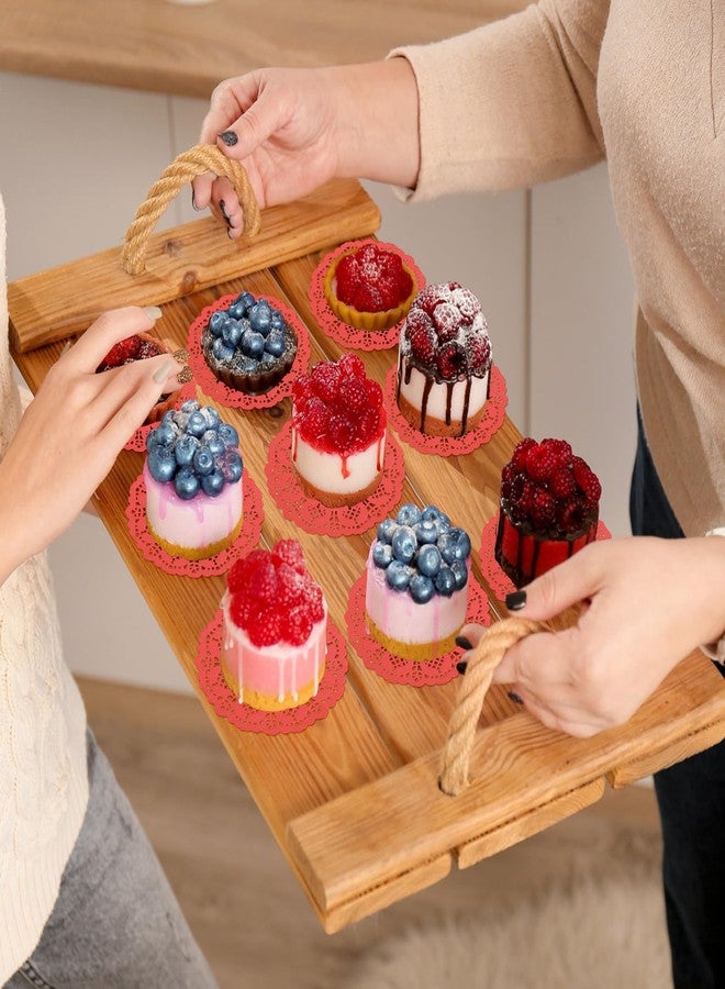 DECORA 3.5inch Round Red Lace Paper Doilies for Wedding Tableware Decoration, 100-Pack - Image 5