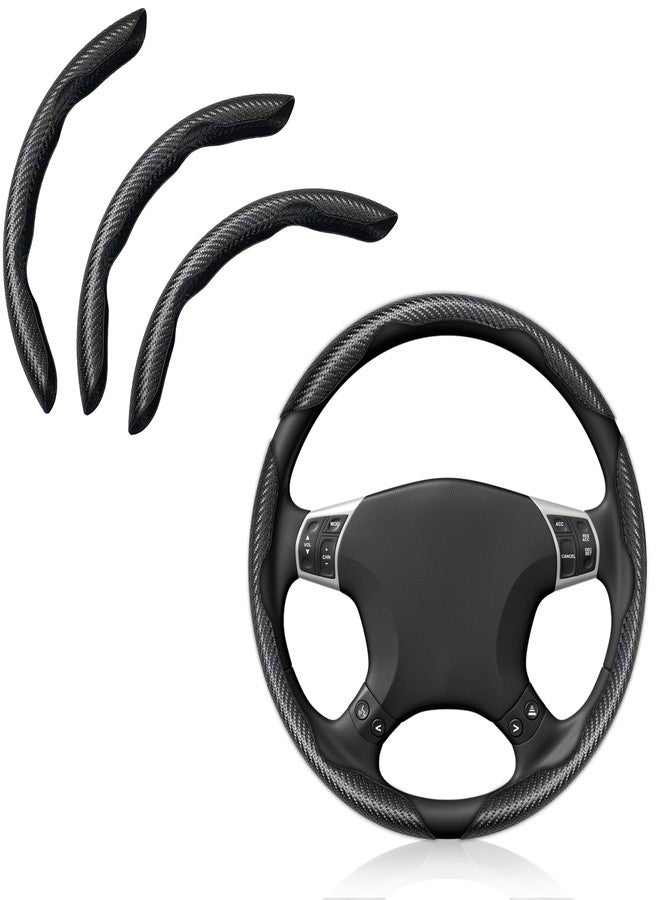 Pincuttee Steering Wheel Cover Carbon Fiber 3PC,Car Steering Wheel Cover Universal,Non Slip Steering Wheel Cover,Steering Wheel Protector,Car Interior Accessories(Matte Black) - Image 1