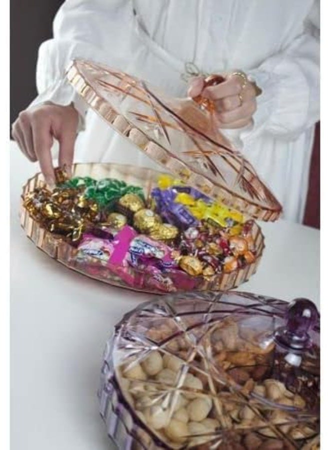 طبق تقديم أكريليك بغطاء، وعاء مزخرف للحلوى والشوكولاتة والمكسرات والفواكه والجبن - Image 3