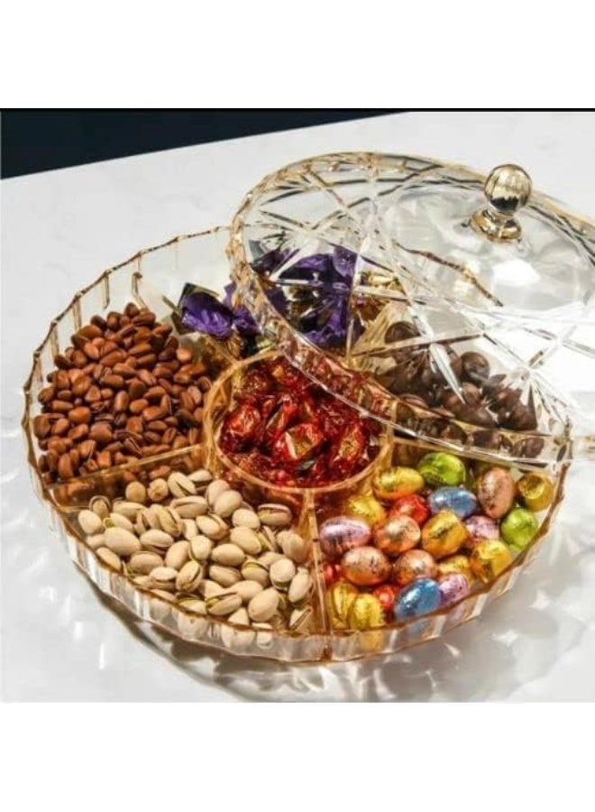 طبق تقديم أكريليك بغطاء، وعاء مزخرف للحلوى والشوكولاتة والمكسرات والفواكه والجبن - Image 2