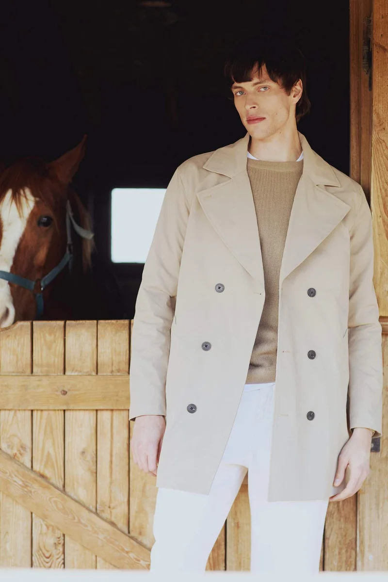 ديفاكتو Slim Fit Buttoned Belted Trench Coat