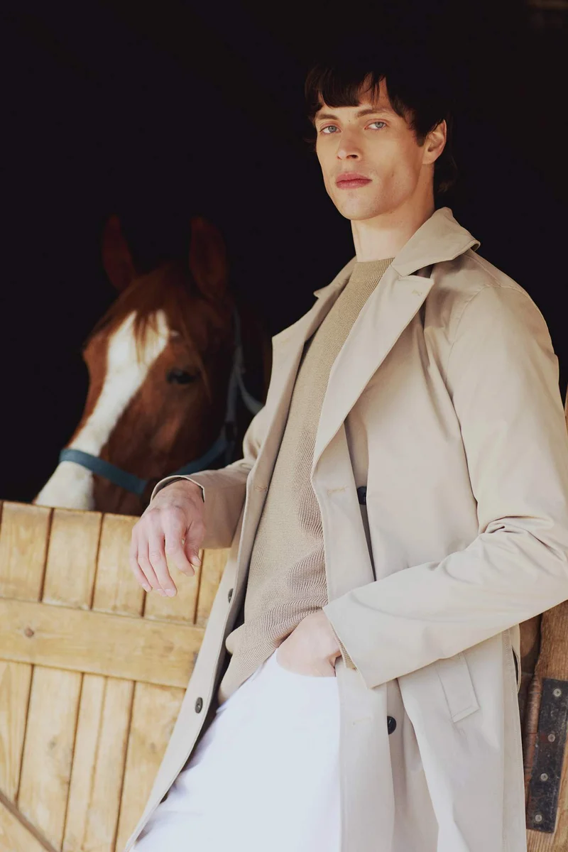 ديفاكتو Slim Fit Buttoned Belted Trench Coat