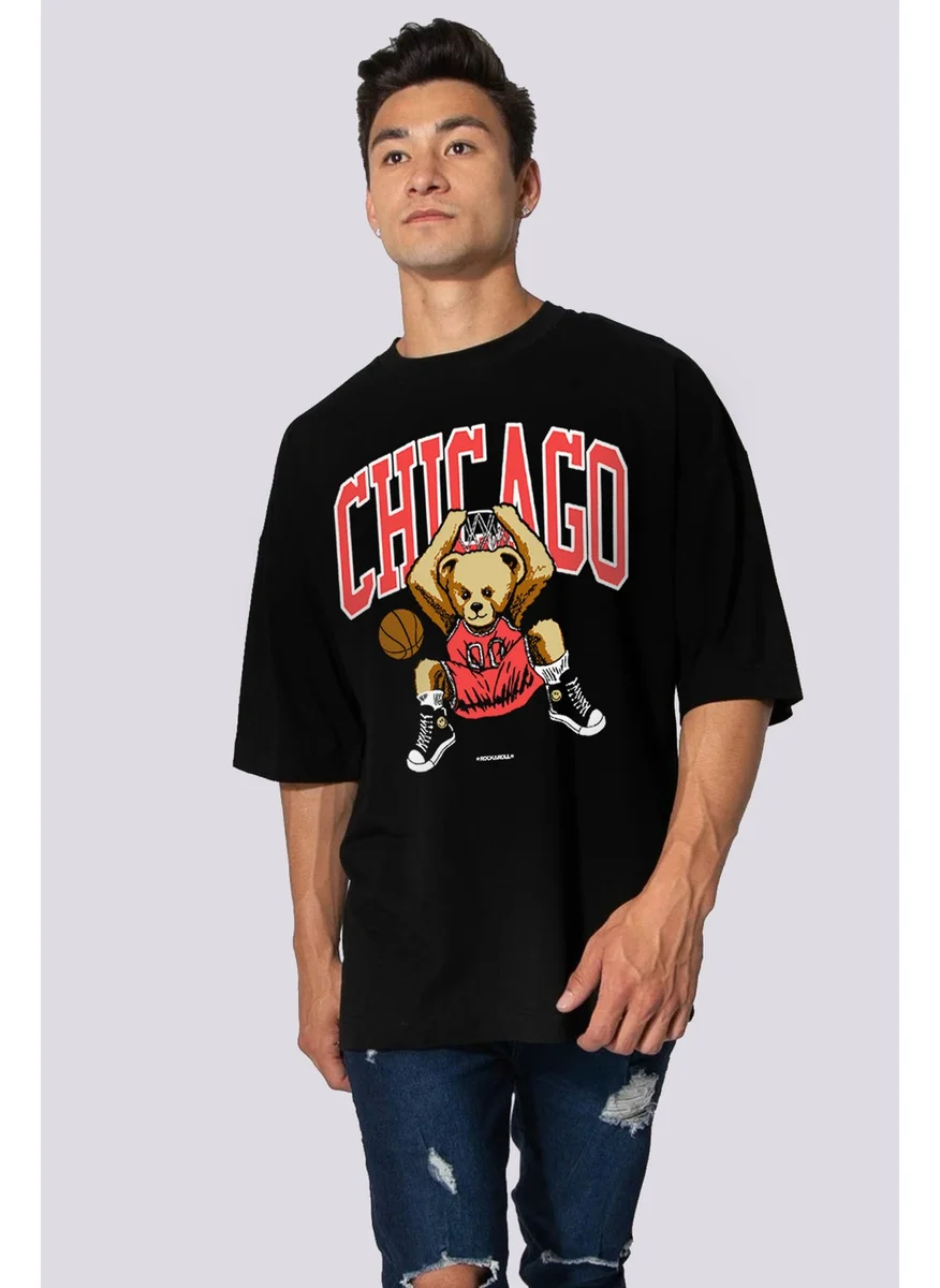 Rock&Roll Chicago Basket Oversize Black Short Sleeve Men's T-Shirt