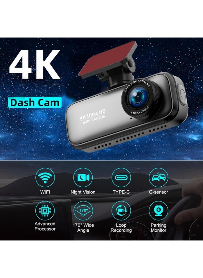 SUKILO Ultra HD Dash Cam Front and Rear 4K+1080P Dual Lens Car Camera with WiFi, G-Sensor, 1.97” IPS Screen, Loop Recording, Super Night Vision, App Control, 24H Parking Mode, Includes Free 64GB Card  - Image 2