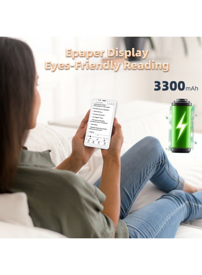 Bigme Hibreak S BW 5.84-inch Black & White E-Paper 4G Smartphone - Android 14, 6GB+128GB RAM, Expandable up to 1TB, Eye-Friendly E Ink Display, Front Light, Includes Standard phoneCase - Image 3