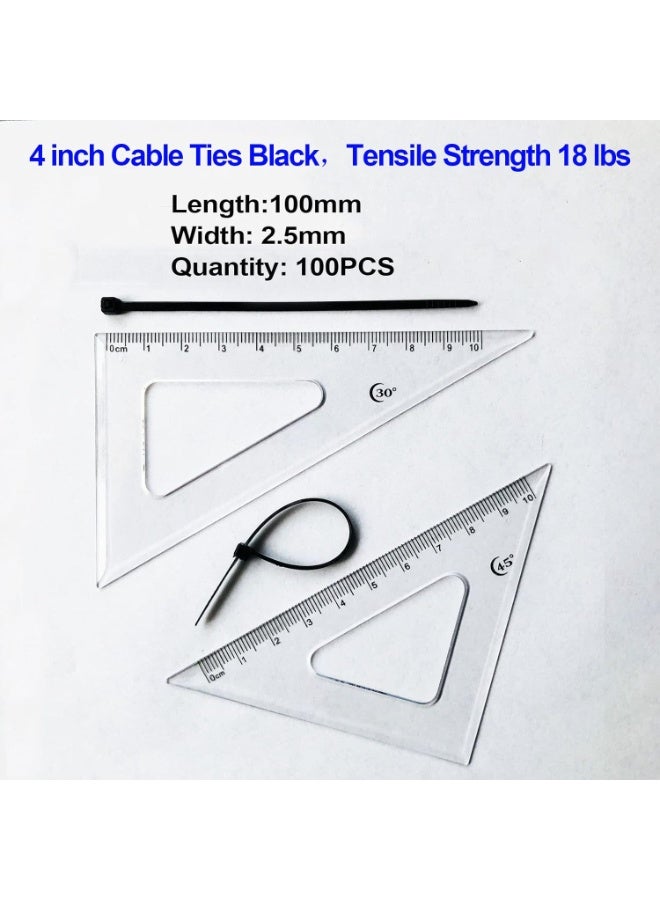 4 inch Cable Ties Black 100 Pack, 2.5mm x 100mm Zip Ties Long 18 lbs Tensile Strength with UV Resistant, Nylon Plastic Self Locking Small Cable Wrap for Tidy Wires Home Workshop and Garden - Image 4