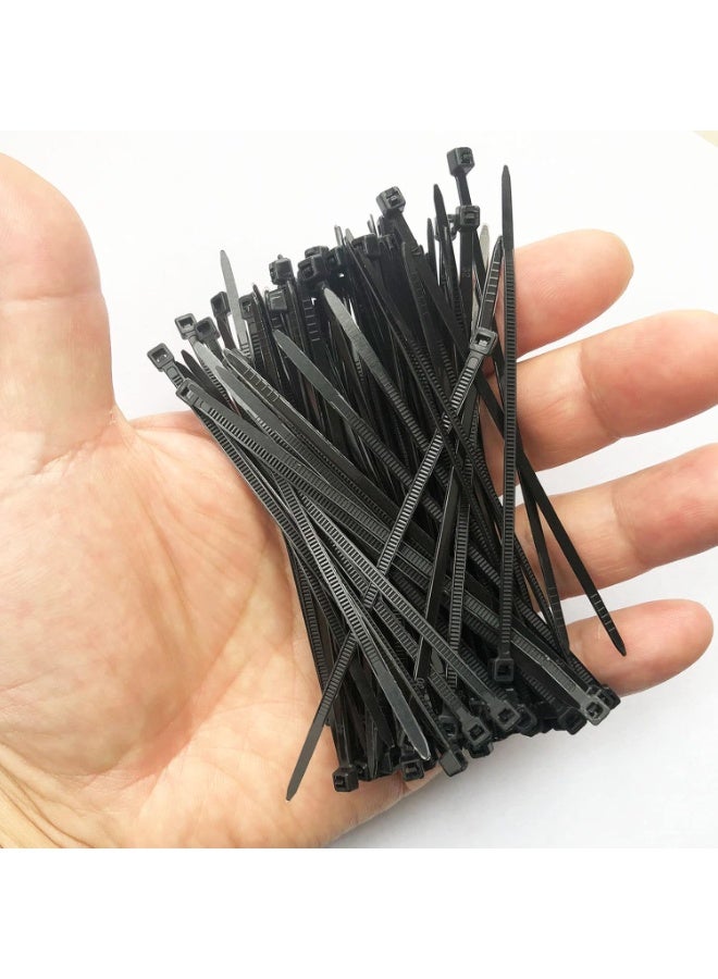 4 inch Cable Ties Black 100 Pack, 2.5mm x 100mm Zip Ties Long 18 lbs Tensile Strength with UV Resistant, Nylon Plastic Self Locking Small Cable Wrap for Tidy Wires Home Workshop and Garden - Image 1