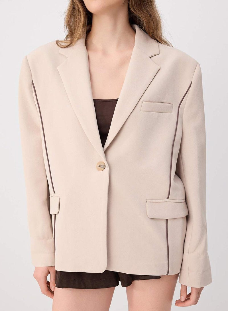 trendyol Stone Extra Oversize Ribbed Blazer Jacket - Image 3